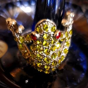 Sparkly Green Frog Citrine Ring Sz 7-8